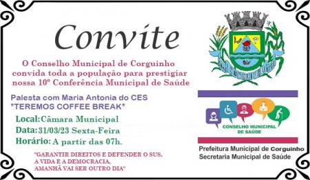 Convite: 10ª Conferência Municipal da Saúde
