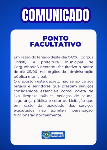 Prefeitura decreta ponto facultativo